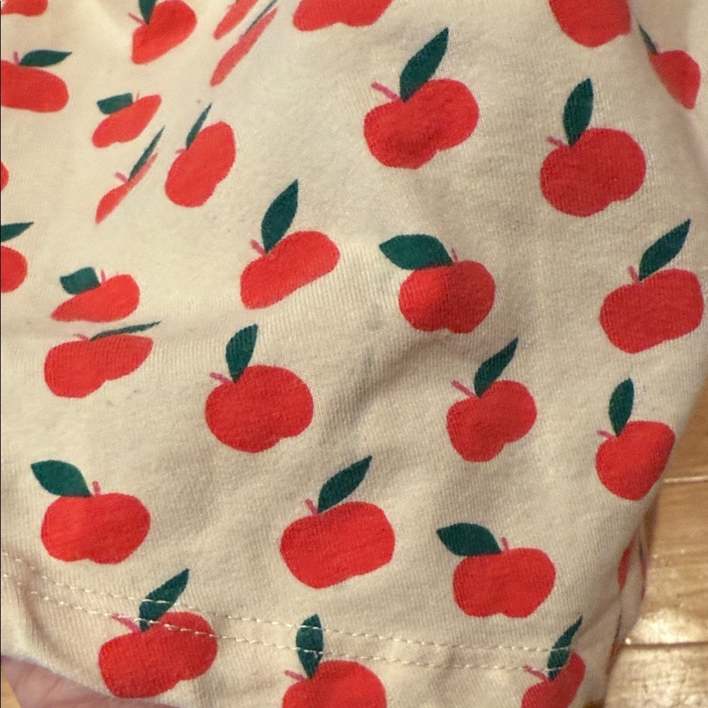 Girls Cream Dress with Red Apple Print - Casual Summer Dress - Picture 3 of 3